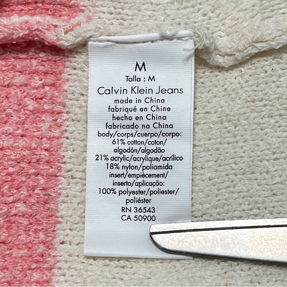 NWT Calvin Klein Pastel Pink and Cream Lightweight Sweater Size Medium - Picture 8 of 11